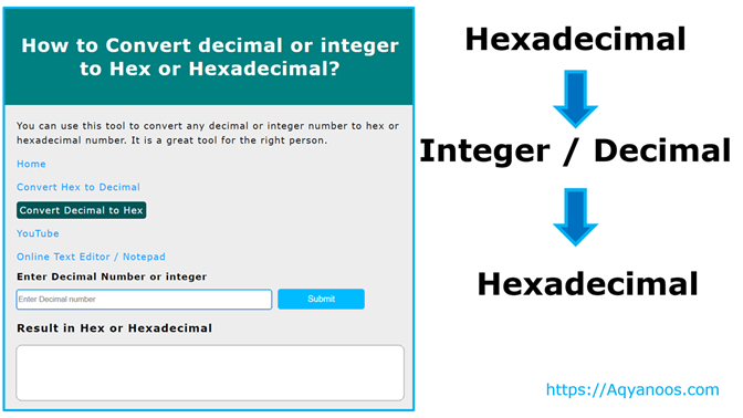 convert hex or hexadecimal to decimal or integer online