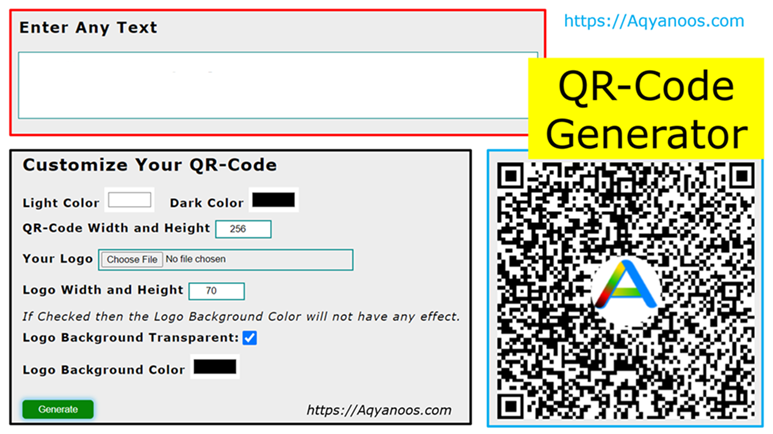 qr-code-generator for or from any text , link , url